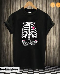 Skeleton Baby Twin Girls Halloween T shirt