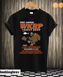 First annual WKRP turkey drop with Les Nessman T shirt