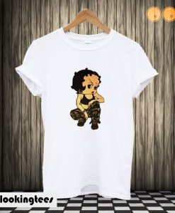 Betty Boop Soldier Camo T shirt