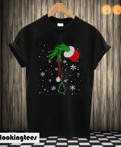 Grinch Hand Holding Stethoscope Christmas T shirt