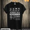 Multi tasking problem solving loving & caring born in november T shirt