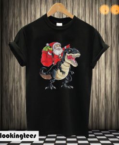 Santa Claus Riding T-Rex Dinosaur Christmas T shirt