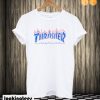 Thrasher red flame blue font T shirt