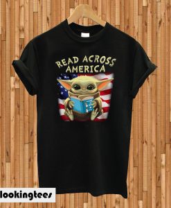 Baby Yoda Read Across America Flag T-shirt