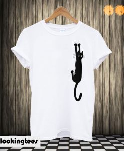 Black Cat Holding On Slim Fit T-shirt