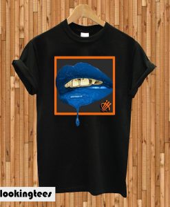 Blue Lips Black T-shirt