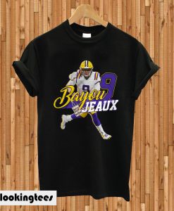 Joe-Burrow No. 9 Bayou Jeaux LSU Football QB Jersey T-shirt