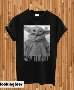 The Mandalorian The Child Black And White Portrait T-shirt