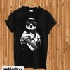 A Skull Wearing A Bandana Hand Over A Gun T-shirt