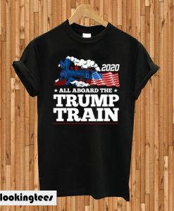 All Aboard The Trump Train 2020 American Flag T-shirt