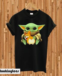 Star Wars Baby Yoda hug Corgi T-shirt