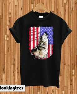 wolf america flag T-shirt