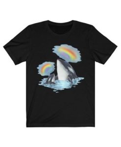 Mother Baby Calf Orca Killer Whale Rainbow T-Shirt NF