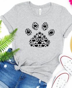 Paw Print Heart T Shirt NF