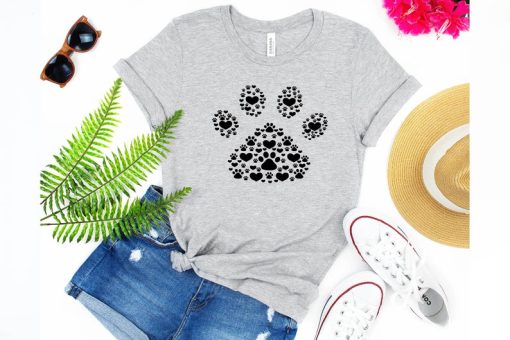 Paw Print Heart T Shirt NF