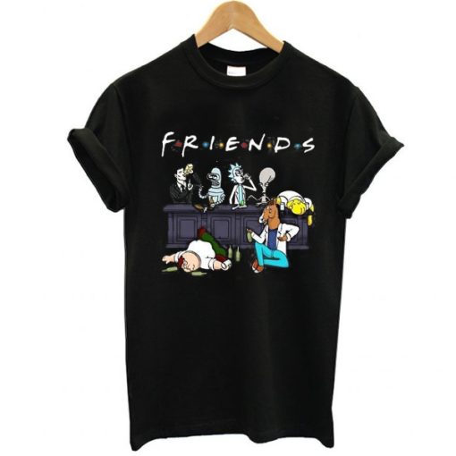 Drunk Friends Homer Simpson Bender Rick And Morty Peter Griffin Sterling Archer t shirt NF