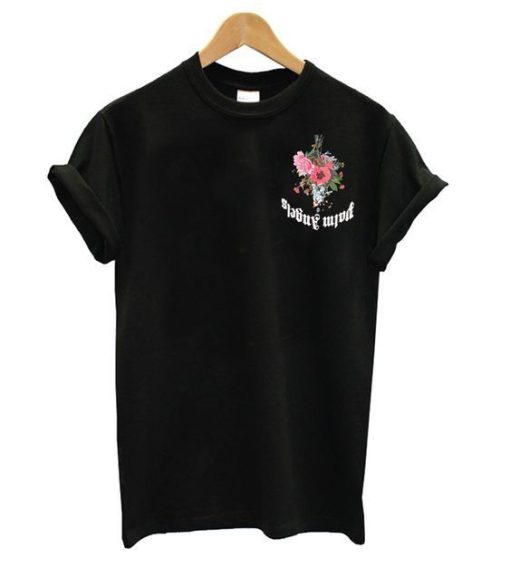 Angels Black Flowers t shirt NF