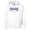 Thrasher Flame logo White Blue Hoodie NF