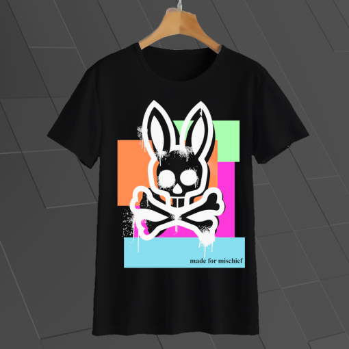 _Psycho Bunny Chelburn graphic t shirt for men and women (BLACK)