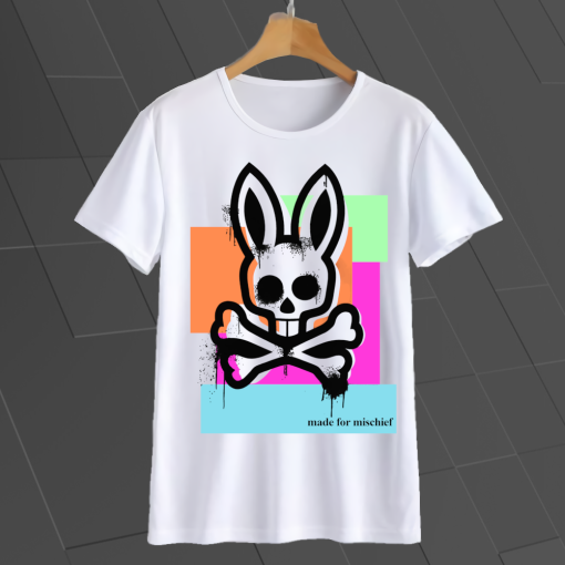 _Psycho Bunny Chelburn graphic t shirt for men and women (WHITE)