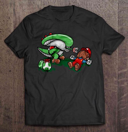 Alien And Super Mario t shirt