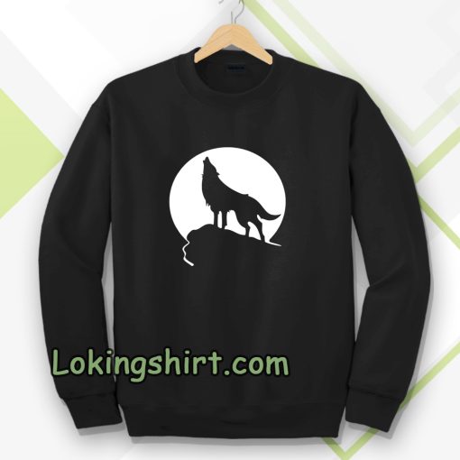 Howling wolf silhouette and full moon Sweatshirt