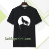 Howling wolf silhouette and full moon T-shirt