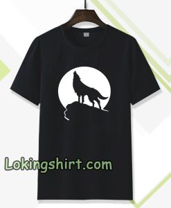 Howling wolf silhouette and full moon T-shirt