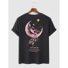 Moon Whale Graphic Printed Short Sleeve T-shirt TPKJ3