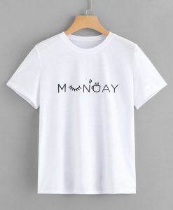 MONDAY Letter Print T-SHIRT SD