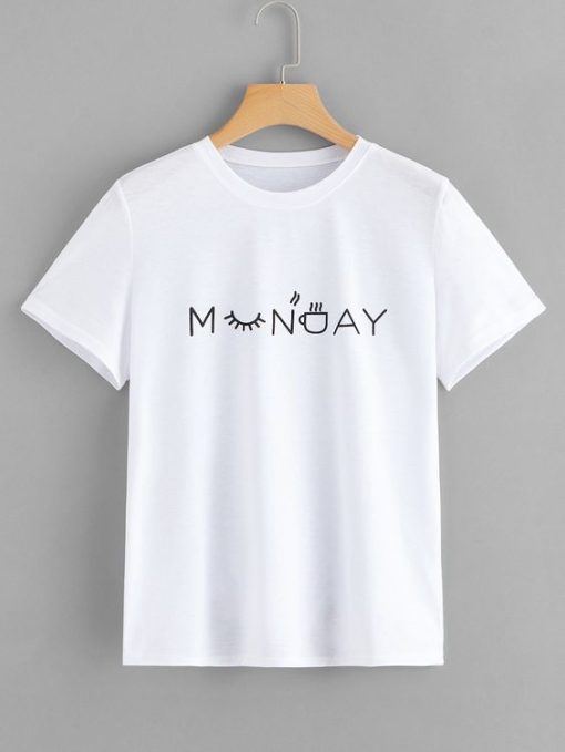 MONDAY Letter Print T-SHIRT SD